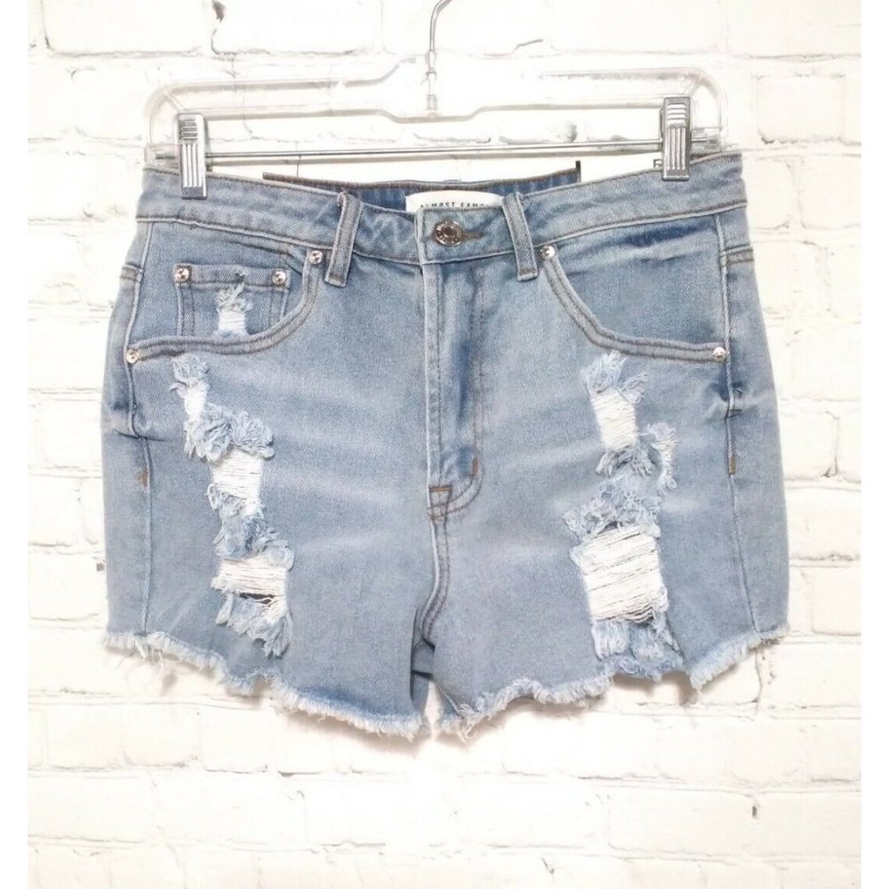 Almost Famous Mom Shorts Distressed Wash Jean Women's Size 5 New